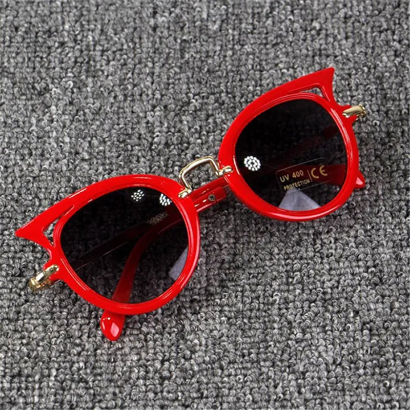 Zilead Cute Baby Cat Eye Sunglasses Kids Animal Cartoon UV400 Sun Glasses Children Eyewear Glasses For Girls&Boys Gift - Цвет линз: red