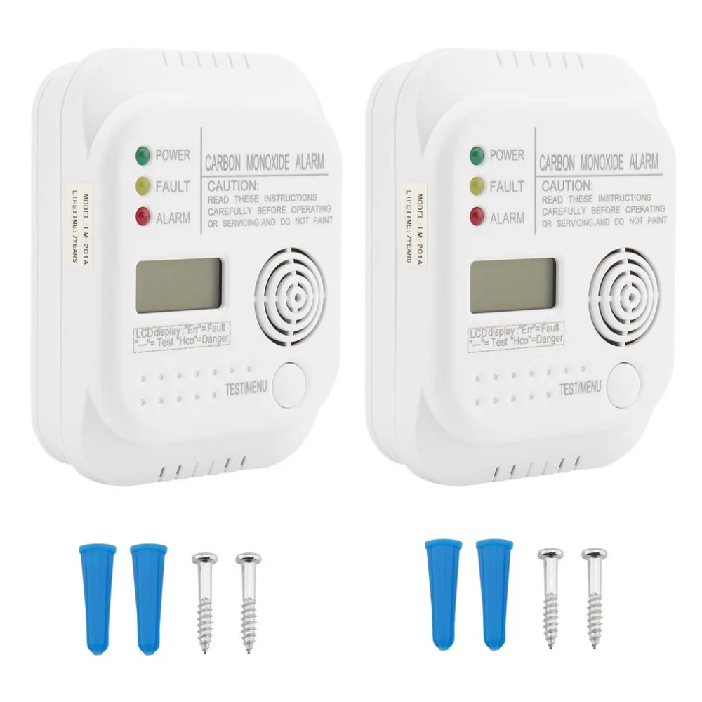 

2 PCS 85dB White High Sensitive CO Detector Alarm Carbon Monoxide Smoke Alarm Security System Sensor Warning EU Plug