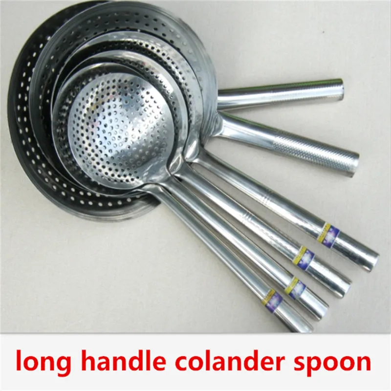 

long handle colander spoon cooker fried kitchen Large Big Mesh Strainer Cookware Oil Strainer Flour Sifter Colander Cooking wok