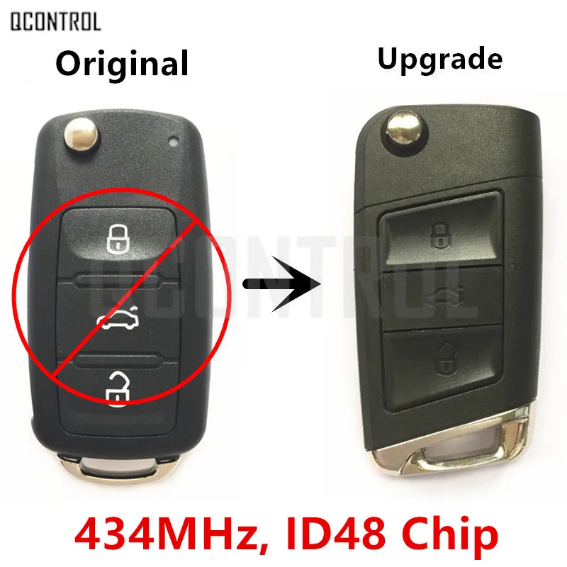 QCONTROL Модернизированный Автомобильный Дистанционный ключ для SKODA 3T0837202C Citigo/Fabia/Octavia/Rapid/Roomster/Superb/Yeti 5FA010413-01