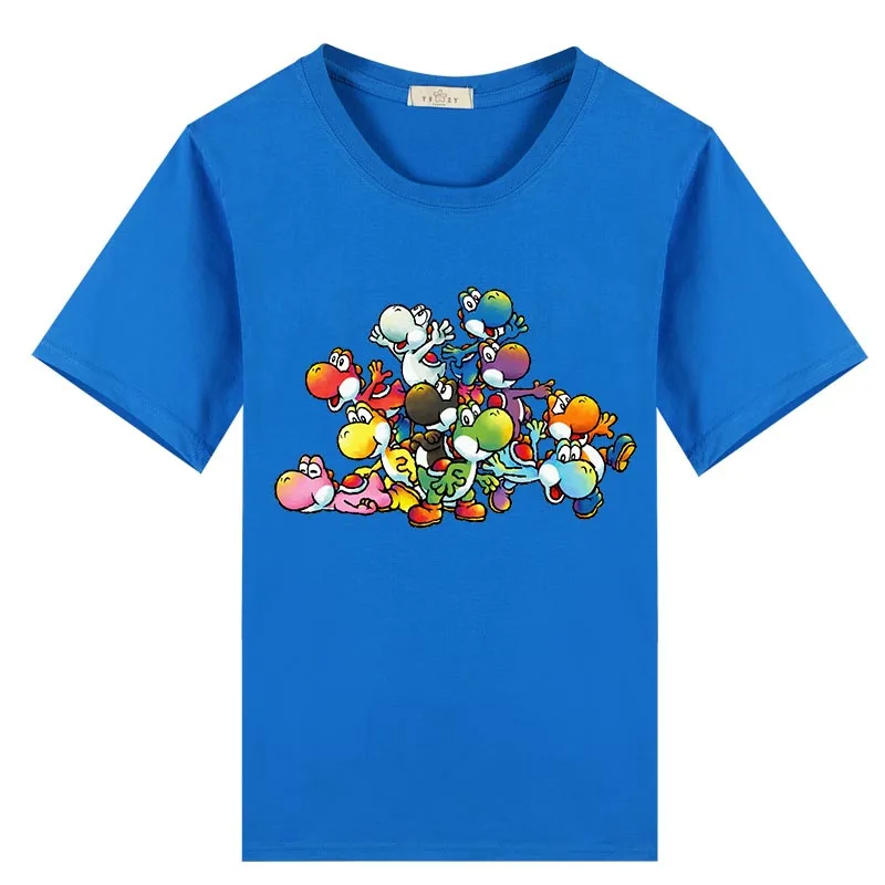 Футболка с принтом Марио Йоши для детей от 3 до 12 лет, одежда для мальчиков и девочек, летние однотонные футболки с короткими рукавами, костюм Детская футболка, одежда