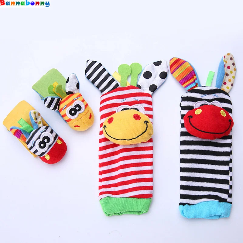 

2PCS/Lot 0-12M Baby Infant Soft Rattles Handbells Hand Foot Finders Socks Developmental Toy Baby Infant hand bells sock wear