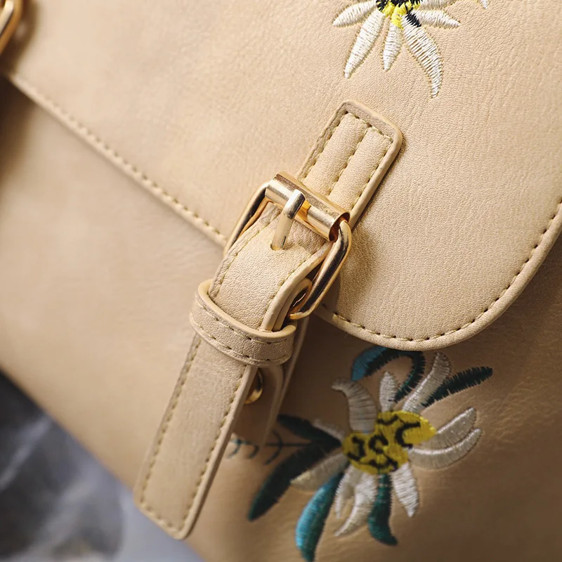 Las mujeres de Mochila de cuero de mujer de la escuela mochilas Vintage multifunción Mochila sólido bordado bolso de hombro negro Las mujeres de Mochila de cuero de mujer de la escuela mochilas Vintage multifunción Mochila sólido bordado bolso de hombro negro