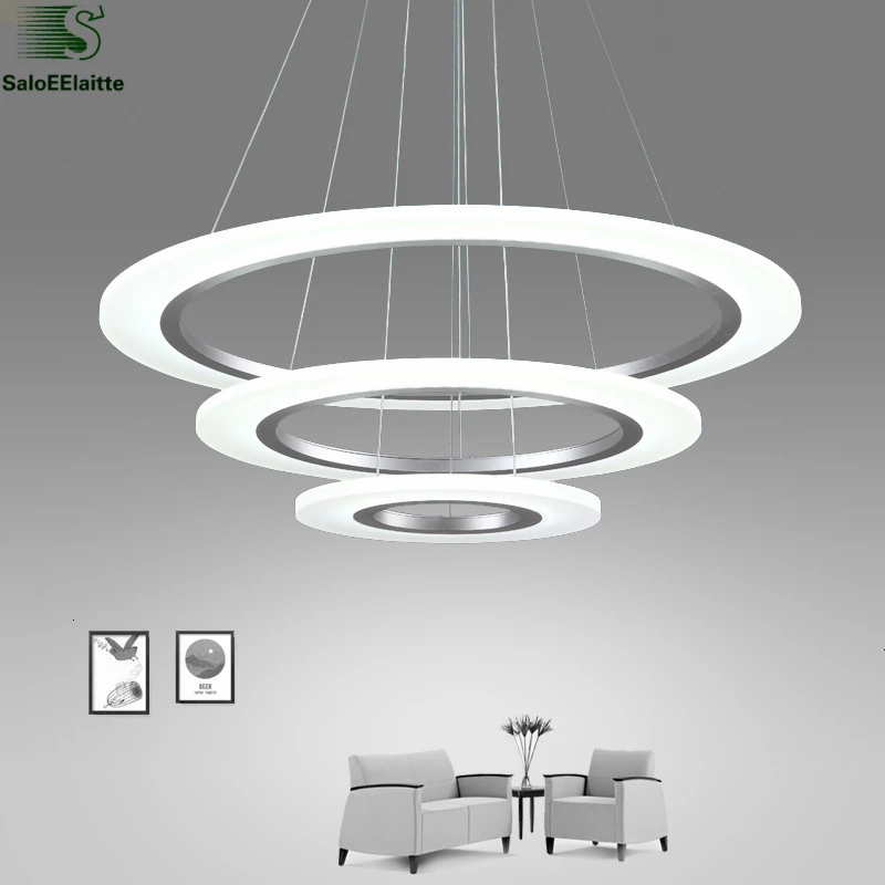 LED Deckenleuchte Moderne Kronleuchter DIY Ringe Pendelleuchte Hängelampe