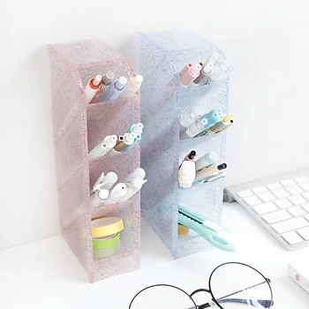 

Table Card Case Pen Holder Display Stand Plastic Desk Shelf Box Desktop Business Card Holder Office Stationery Storage Case