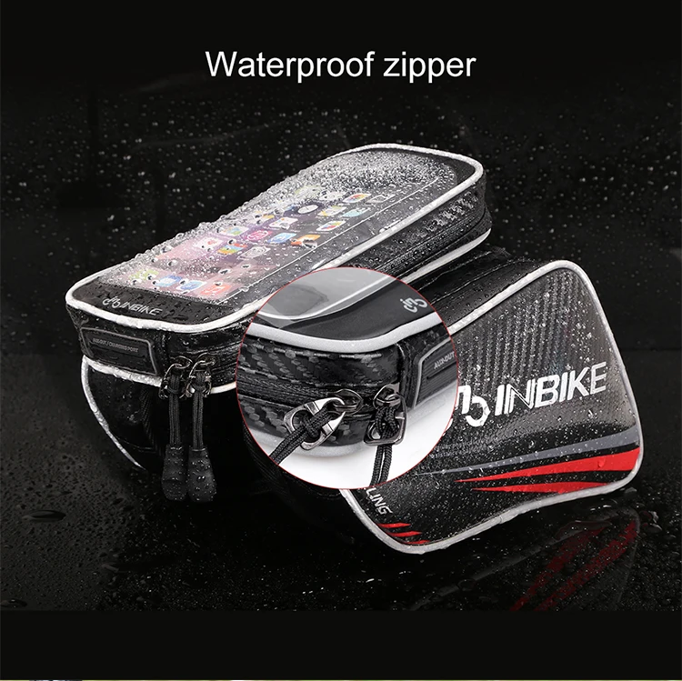 Discount INBIKE Bike Bag Top Tube Bag Waterproof Bicycle Front Frame Pannier Bag with Touch Screen Phone Case B16265 11