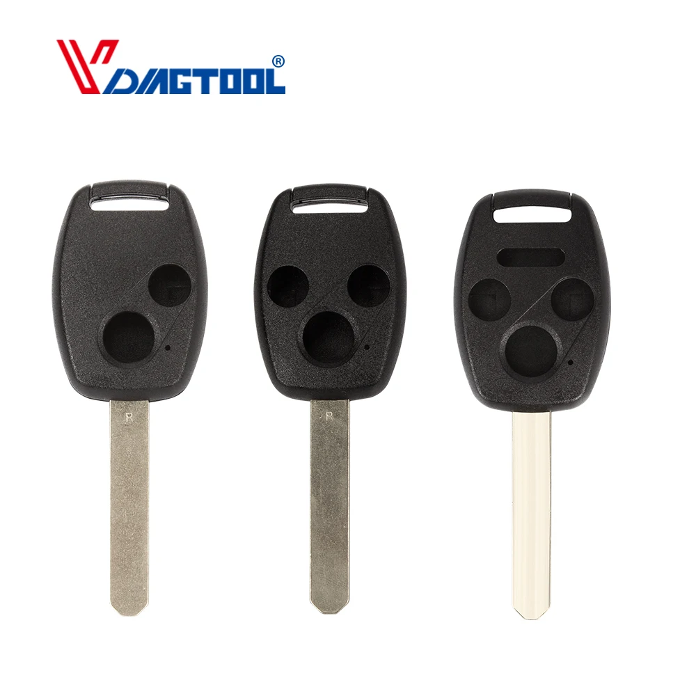 

VDIAGTOOL 2 3 3+1 buttons Remote key shell For Honda Uncut With chip place Transponder Car Key Shell Fob Uncut Blank Blade