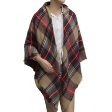 TFGS Women wide Pashmina font b Tartan b font wrapped scarf shawl stole red Plaid collar