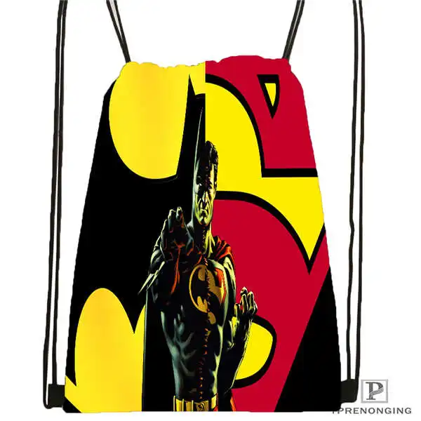 Custom Superman походная сумка на шнурке Cute Daypack Kids Satchel(черная спина) 31x40 cm#180612-02-9