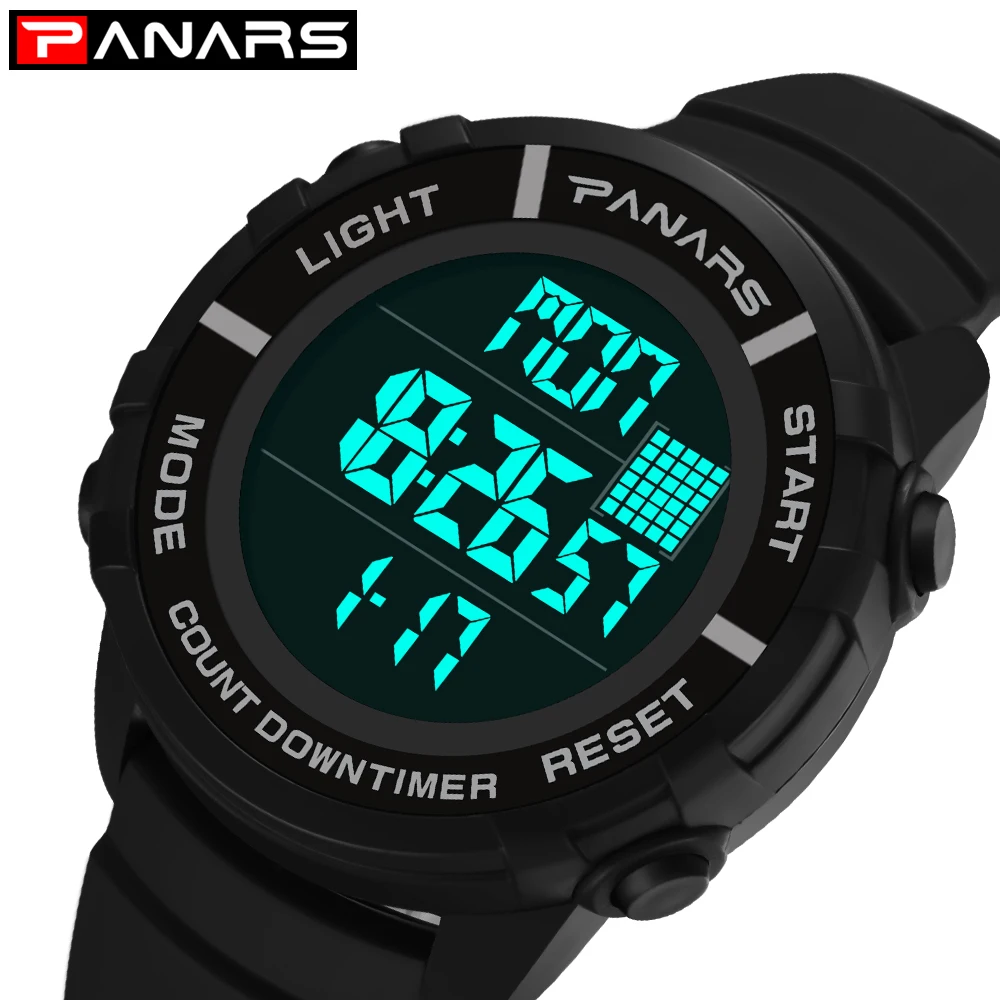 

PANARS Outdoor Fitness Mens Digital Watches Waterproof Chronograph LED Display Watch Hour for Men Sport Wristwatch Clock 8103