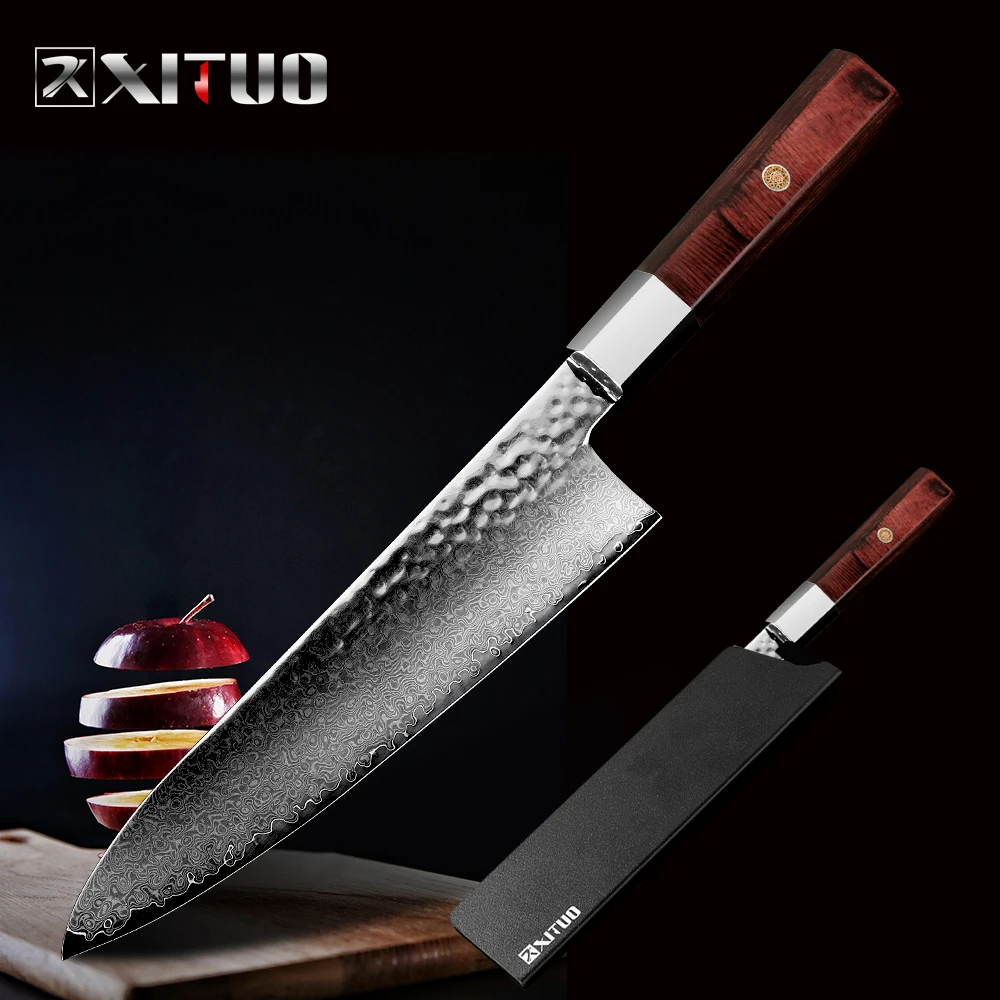  XITUO Japanese Damascus Steel Kitchen Knife Chef Cleaver Slicing Handmade Knife Frozen Sushi Butche - 33008325457