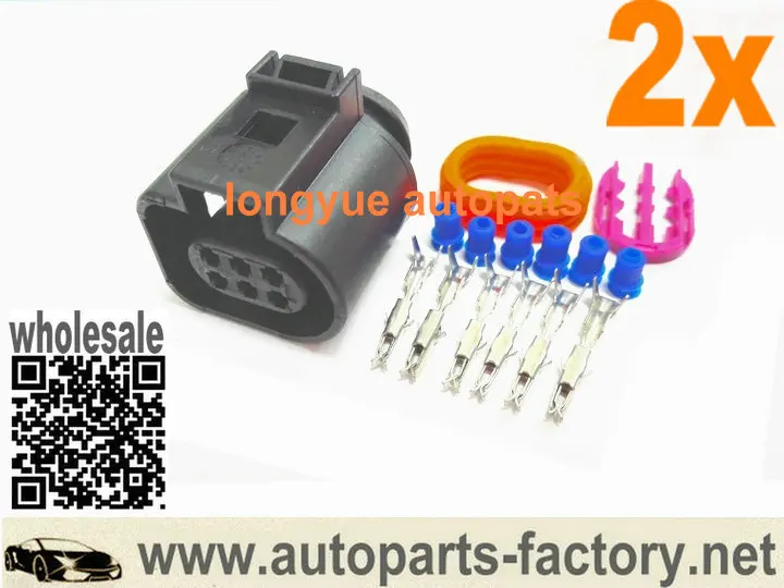 

longyue 2set 6pin Connector Fit O2 Sensor Accessories For 2011+ Mustang GT Front O2 Oxygen Extension adapter- 1J0 973 713