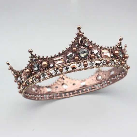 Vintage Tiara Винтаж queen King диадема невесты Тиара короны для невесты Для женщин выпускного вечера украшение для волос с кристаллами Свадебные украшение для волос аксессуар - Окраска металла: Vintage Tiara