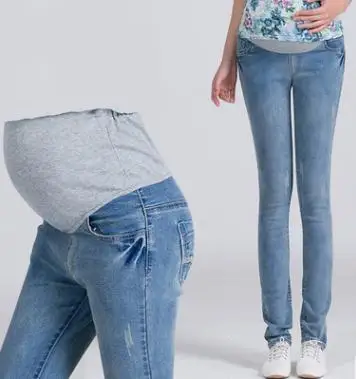 Skinny Slim Maternity Pants 2018 Korean New Stylish Washed Belly Maternity Jeans Pregnancy Clothes for Pregnant Women SH-S891