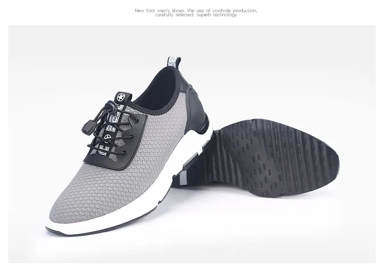 Новые черные сетчатые мужские спортивные туфли Повседневные Легкие увеличивающие рост 6 см кроссовки для прогулок