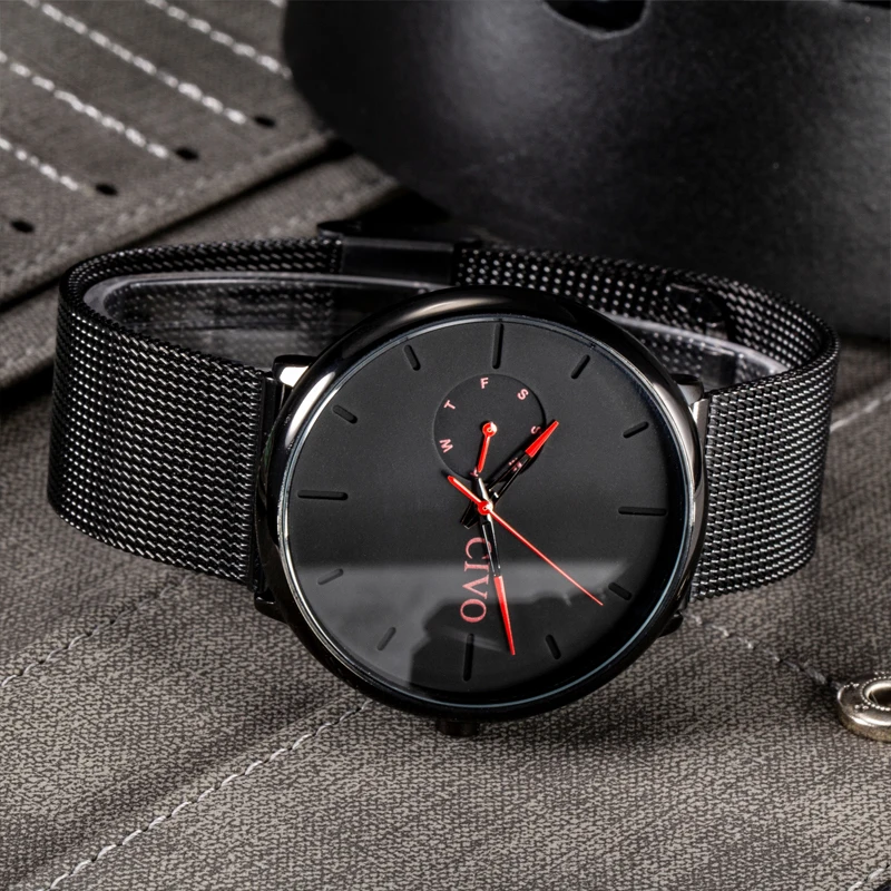 CIVO Men Analog Sports Watches Men's Army Military Watch Male Waterproof Mesh Strap Simple Quartz C