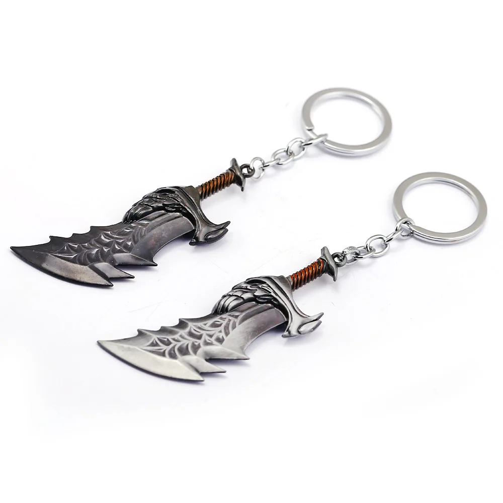 

God Of War Keychain Kratos 4 Axe Pendants Weapon Holder Metal Keyring KRATOS Weapon Blades of Chaos Accessory