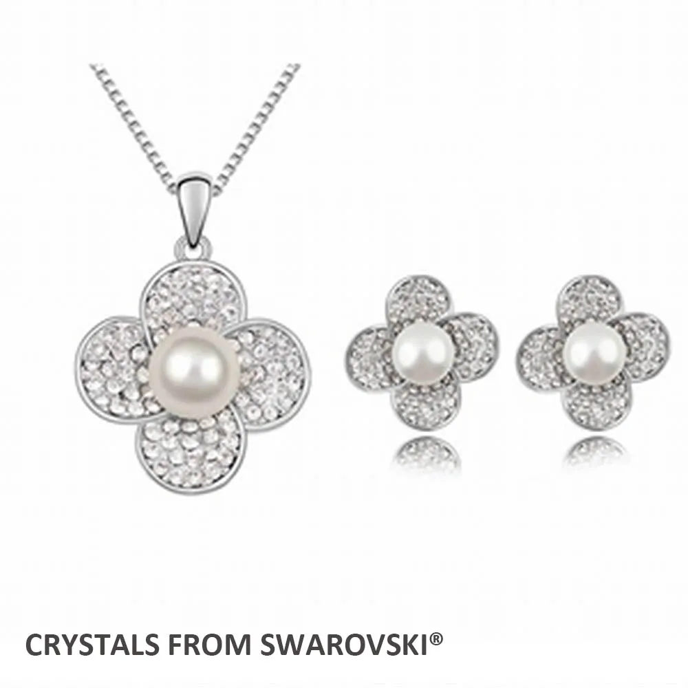 

2015 hot sale Created pearl necklace set crystal from Swarovski pearls Christmas Gift
