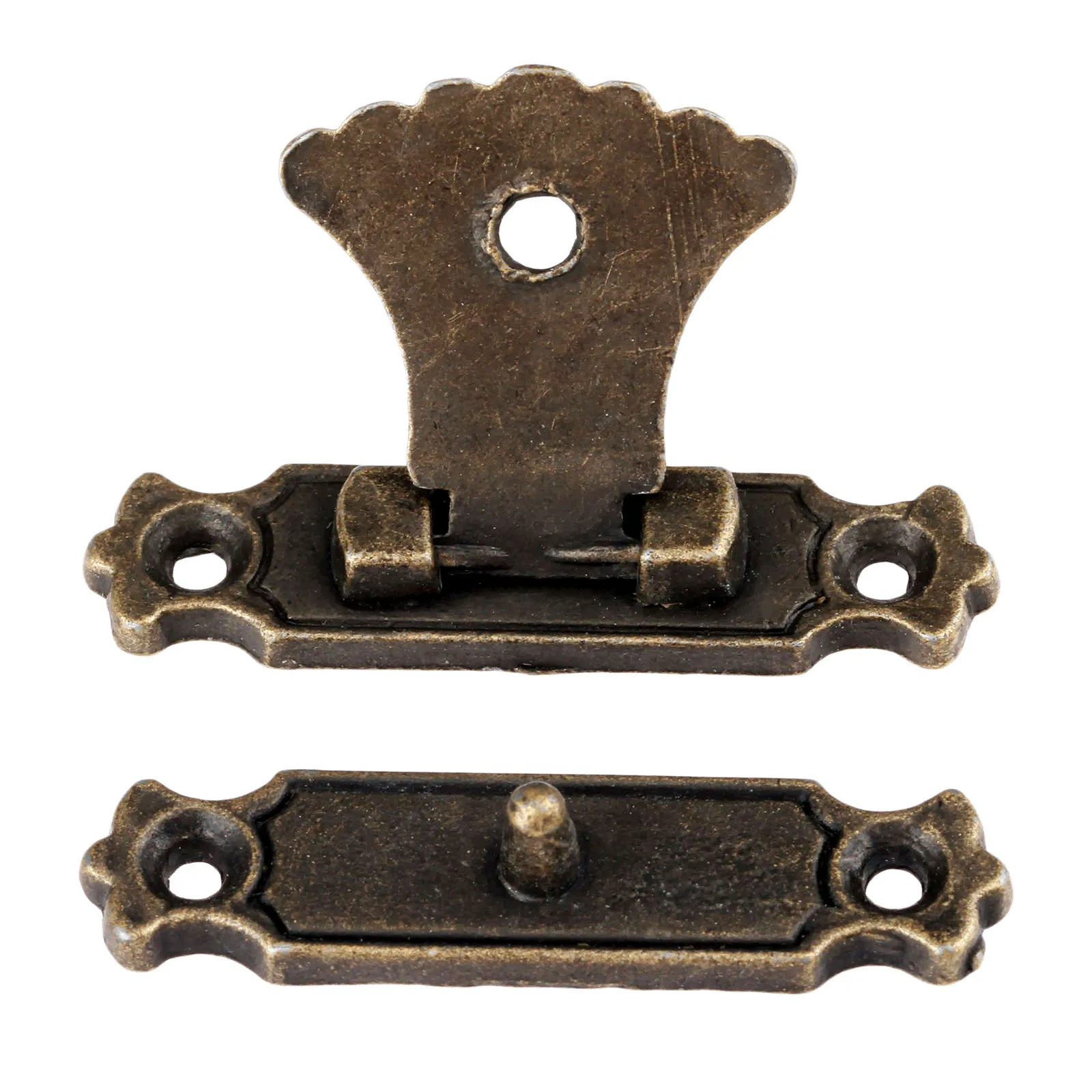 DRELD 2Pcs Antique Bronze Jewelry Wooden Box Case Toggle Hasp Latch Vintage Hardware Furniture Accessories With Screws 37*27mm