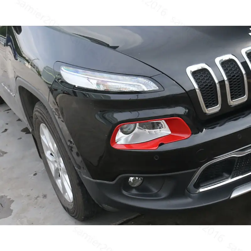 Подходит для Jeep Cherokee 2014 2015 2016 Хромированная передняя фара крышка Накладка рамка 2