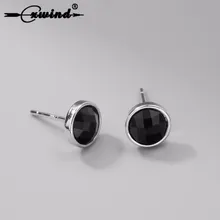 Cxwind модные серьги-гвоздики с черными камнями и кристаллами для девушек с AAA круглые серьги с цирконом для женщин, сексуальные серьги для пирсинга, ювелирные изделия для ушей