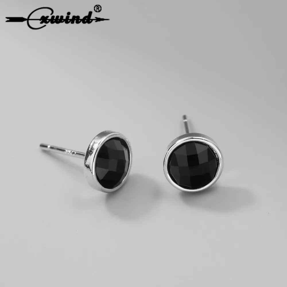 Модные серьги-гвоздики Cxwind с черными камнями и кристаллами для девушек дизайном