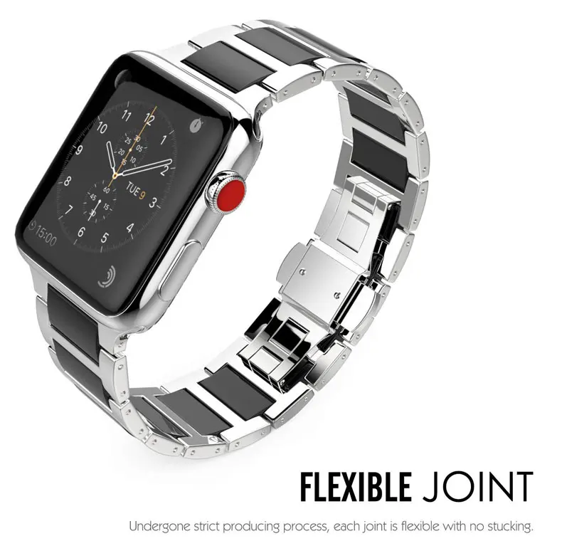 Ремешок для Apple Watch 44 мм 40 мм 5 4 3 2 1 iwatch 42 мм 38 мм ремешок для часов из нержавеющей стали+ керамический браслет аксессуары