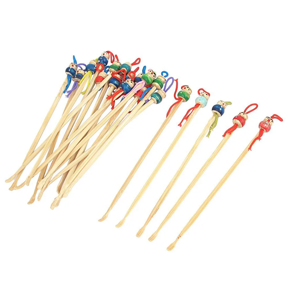 

20pcs Bamboo Japanese Doll Ear Wax Pick Spoons Earwax Remover