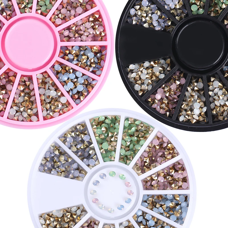 

1 Box Colorful Sharp Bottom Rhinestone 3D Nail Decoration 2.5mm Opal Manicure Nail Art Decoration