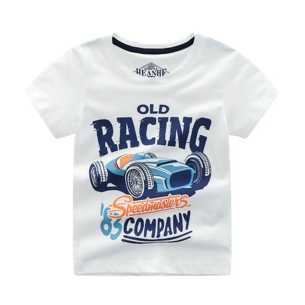 

Modis Boys T shirt New Summer 2019 Racing Pattern Tops Short Sleeve T-shirt For Girls Boys 100% Cotton Children T shirts