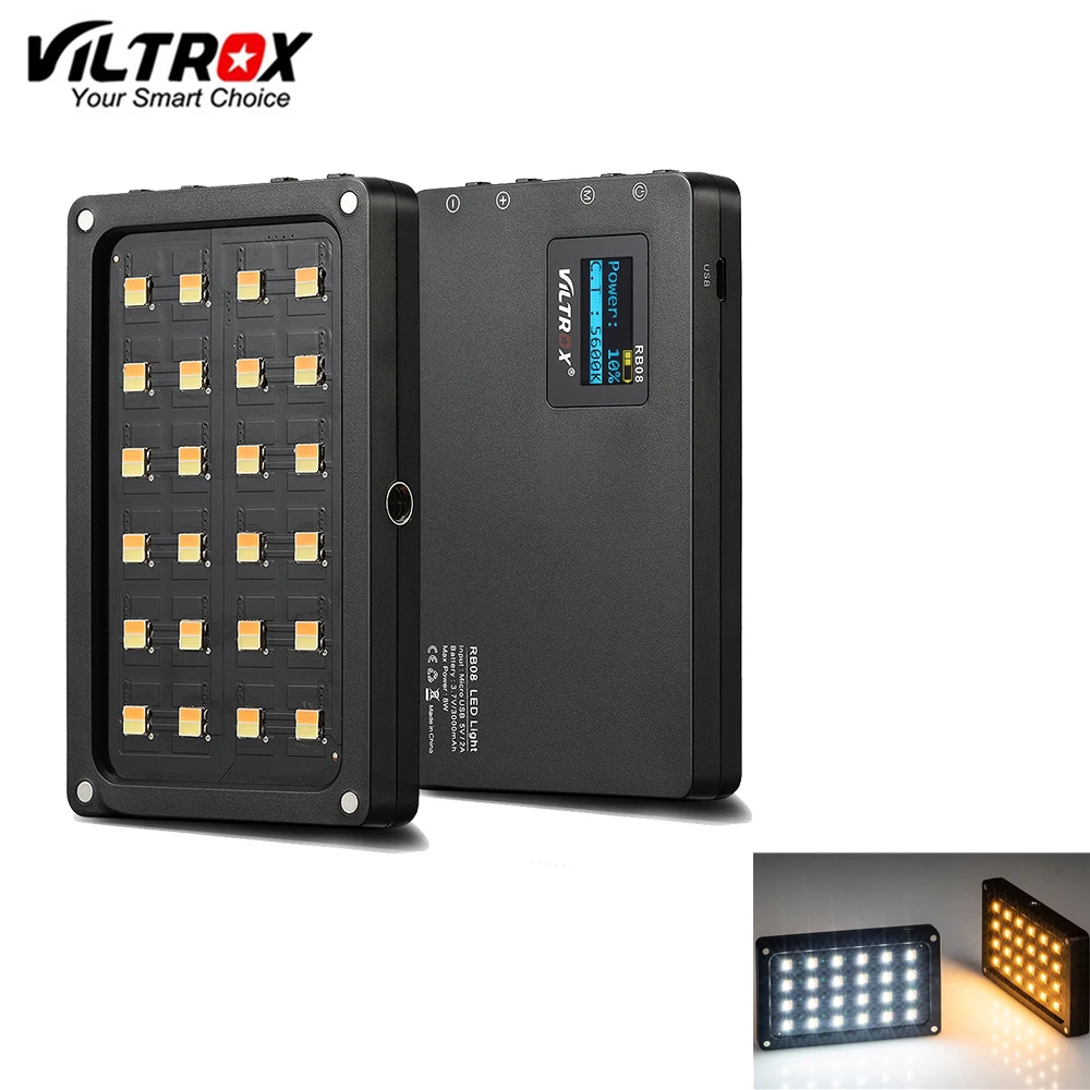 Viltrox RB08 Мини светодиодный Видеостудия портативный заполняющий свет 2500 K 8500 для
