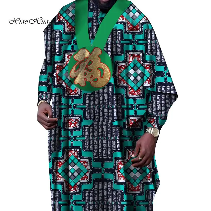 Robe Africain Mens Causal Long Robes Traditional African Print Wax Loose Long Sleeve Print Robes Batik Plus Size 6XL WYN516 - Цвет: 12