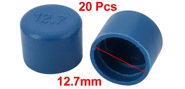 20pcs 12.7mm Inner Dia PE Plastic End Cap Bolt Thread Protector Tube Cover Blue