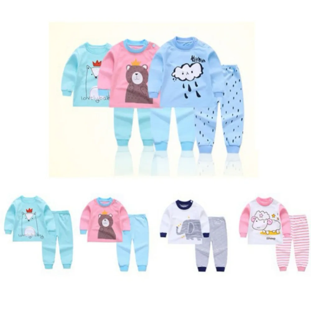 Toddler Sheep Print Warm Tops Pants Set Sleepwear for 0-4 Years Old Baby Boys Girls Pyjamas Set Two Pieces
