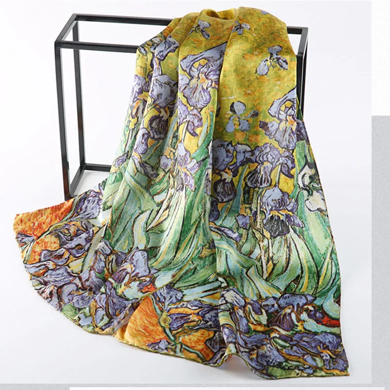 Most Buy pWVnl DANKEYISI New Silk Scarf Van Gogh's Famous Oil Painting Art Works Printed Scarf Women Scarf Luxury Brand Designer Scarves Female