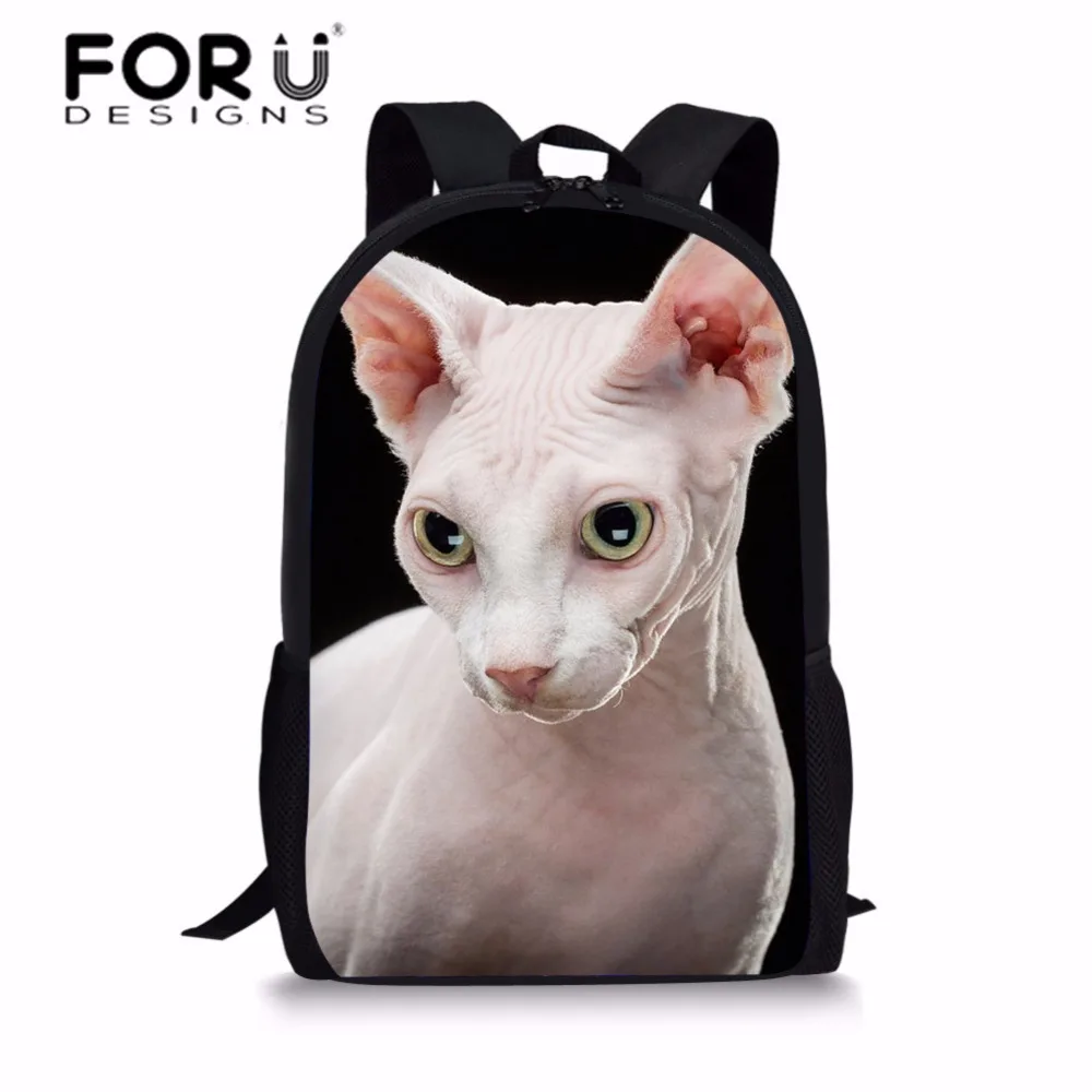 

FORUDESIGNS Girls School Backpacks Hairless Cat Printing School Bags for Children Fashion Shoulder Daypack Students Schoolbag