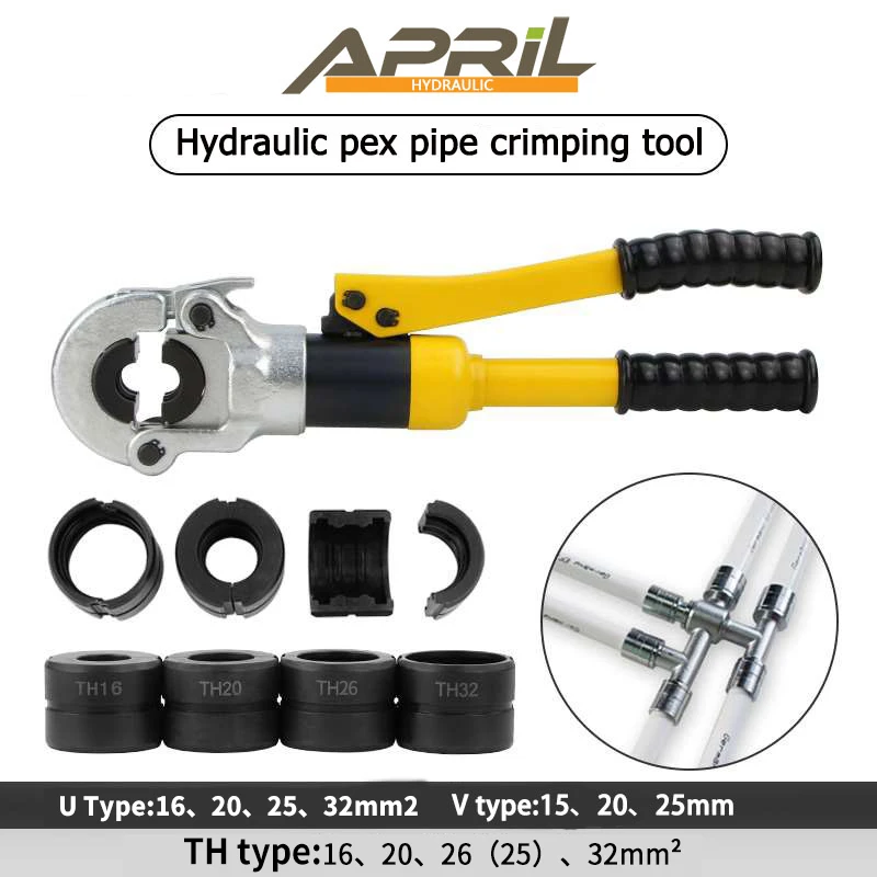

Hydraulic Pex Clamping Tools AG-132TH for connecting PEX pipe fitting PB pipe copper AL with dies of TH16,20,26&32mm