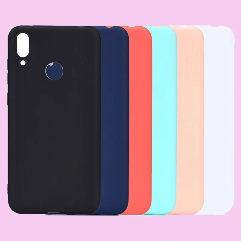 

Fashion Candy Solid Color Soft TPU Cases Phone Silicone Cover Shell Coque Funda for HUAWEI Y7 2019 6.26"w/ Fingerprint Hole Case