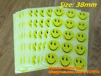

Wholesale Widely Use Smile Face Round Self-adhesive Sticker Lable 38mm Free Shipping SYBQ-007