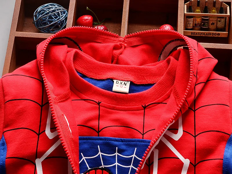 Костюм Человека-паука детская одежда для костюмированной вечеринки в стиле аниме «Человек-паук»; цвет красный, черный комплект из 3 предметов; костюм на хеллоуин для мальчиков; детская куртка; брюки; жилет