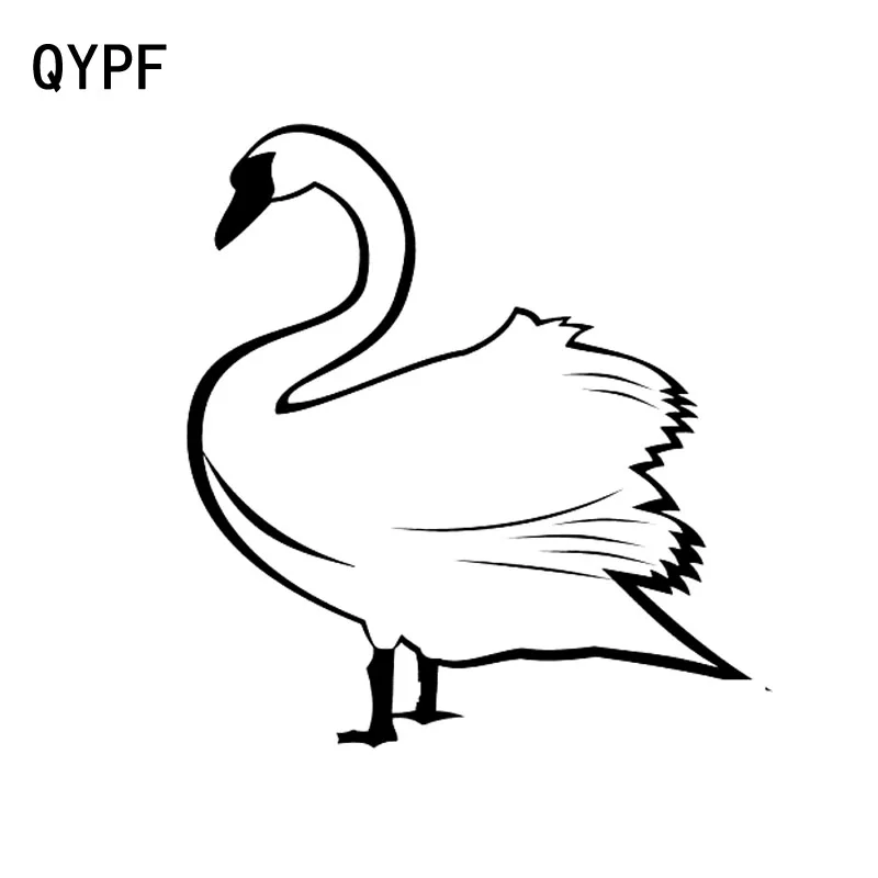 

Интересная наклейка QYPF в виде лебедя 12,5 см * 13,9 см, автомобильная виниловая наклейка, аксессуары для стайлинга автомобиля, черный/серебряный цвет