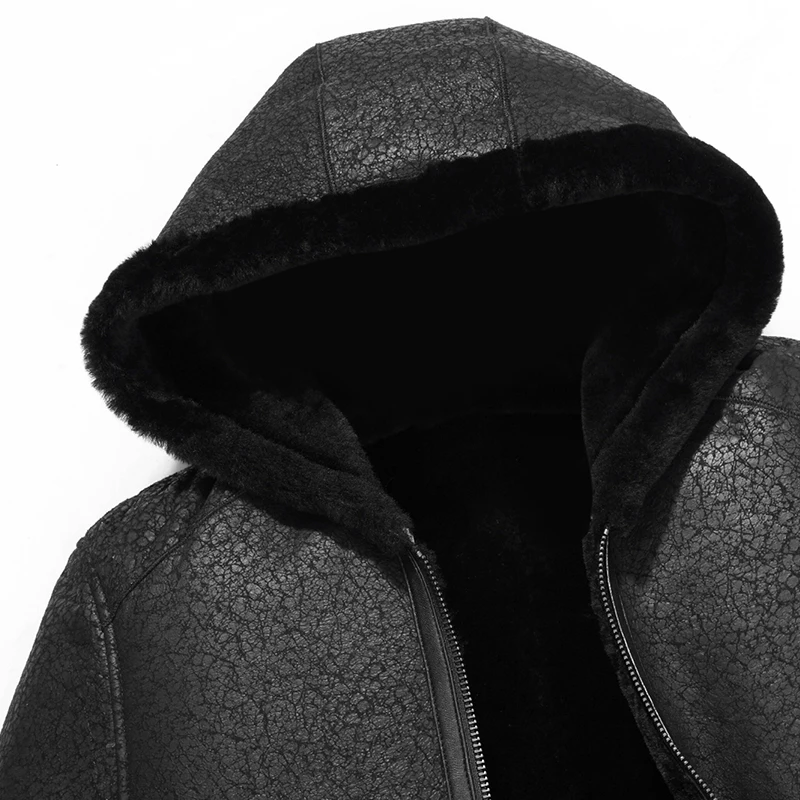 Зимние Куртки из натуральной кожи для мужчин, черная овчина, куртка пилота и пальто, теплый летный Костюм, новинка, 4XL
