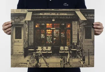 

A Couple in Paris Cafe Vintage Kraft Paper Movie Poster Map Home Wall Decoration School Office Retro Posters and Prints