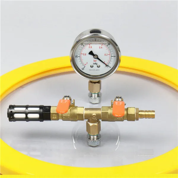Bomba de Vácuo Câmara de Desgaseificação de Vácuo de Aço Câmara + 2.5cfm Inoxidável de 300mm Galões Litros v Kit x 450mm 8.4 31.8 220 5 vacuum degassing chamber