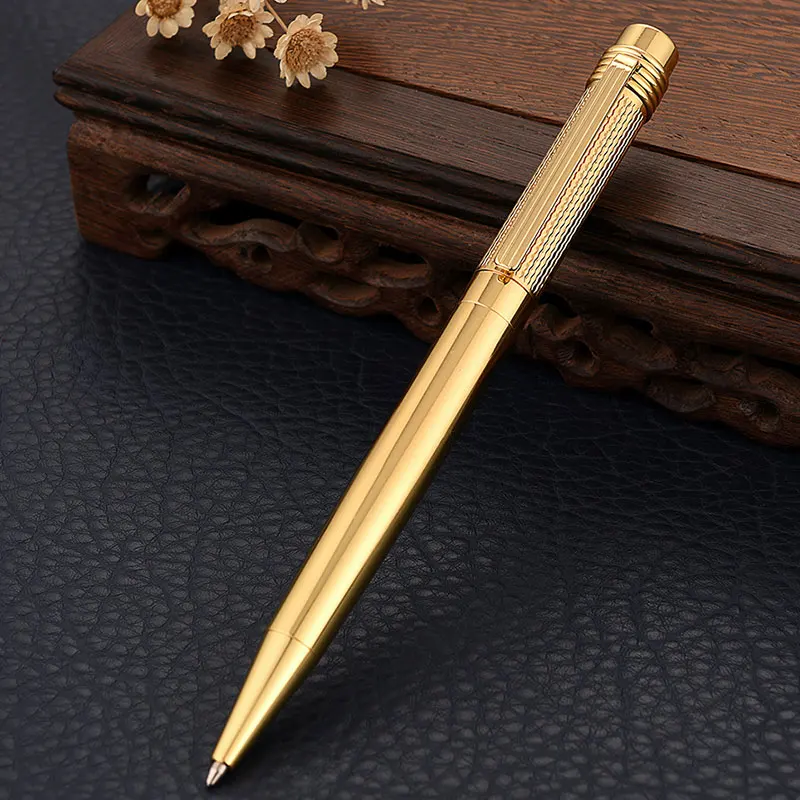 Изысканная деловая офисная металлическая шариковая ручка для школы, студенческие Канцтовары, шариковая ручка, роскошная металлическая пишущая шариковая ручка - Цвет: Gold