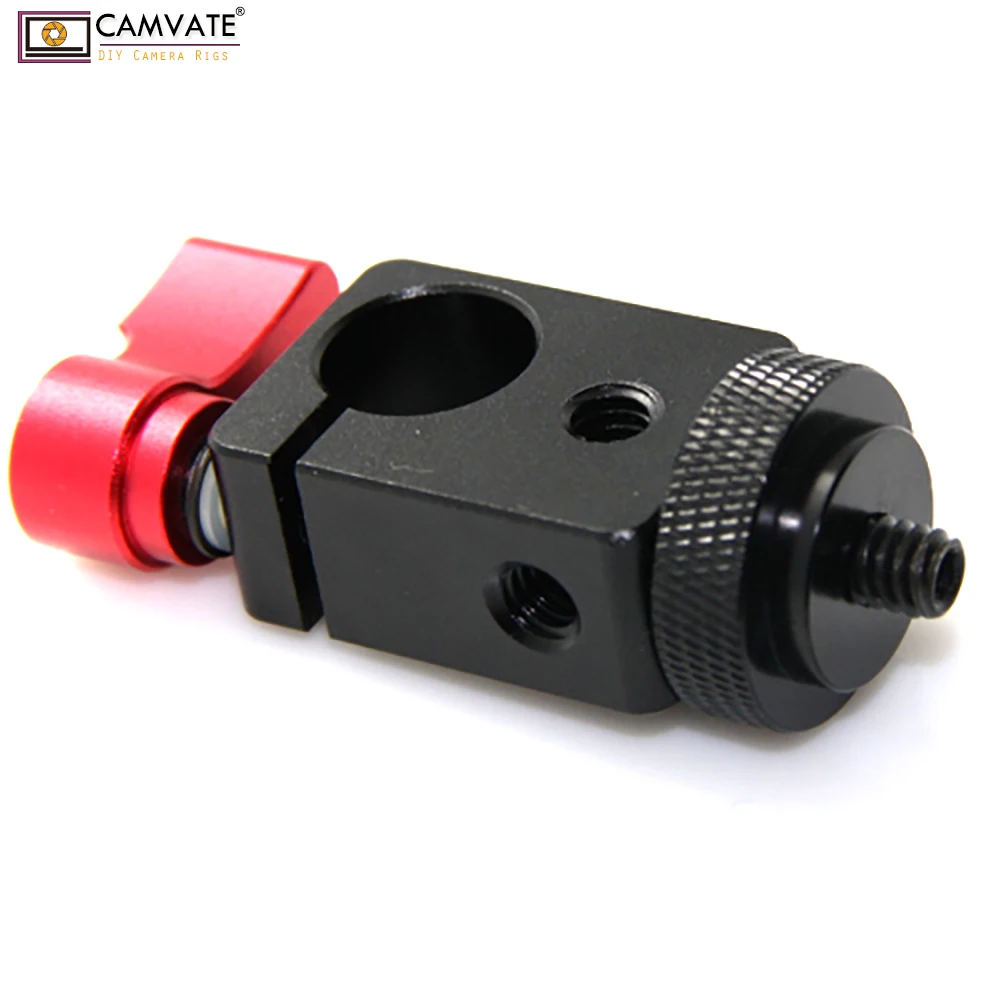 

CAMVATE Single Rod Clamp 15mm with 1/4" Mount Screw Adapter (M5 Rotating Knob-Red) C0866 camera photography accessories