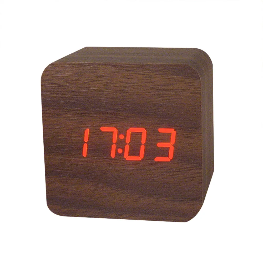 wooden digital clock