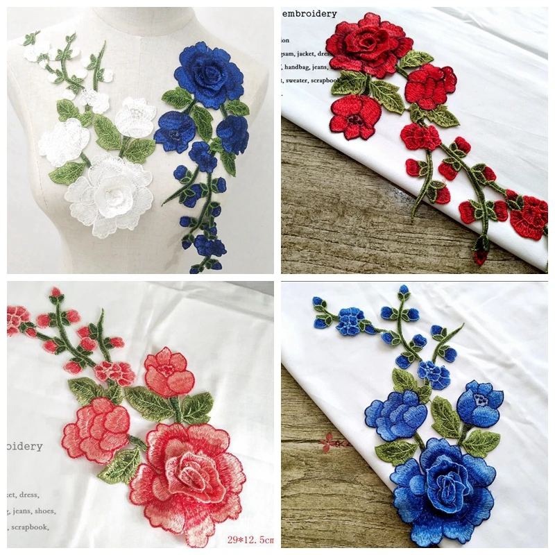 

Big Large Flower Embroidery Applique Patches Sew on Pacthes for clothing Lace Fabric Motif Clothes Decorated DIY Sewing Supplies