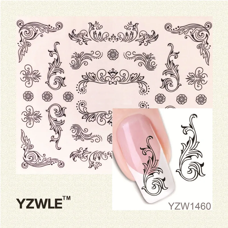 

YWK 1 Sheet Water Transfer Nail Art Stickers Decal Beauty Cute Sexy White Flowers Angel Design DIY French Manicure Tools