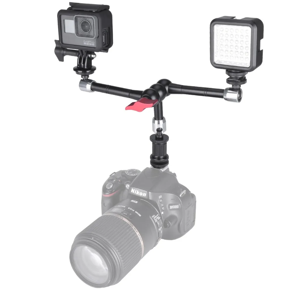 Adjustable Aluminum Alloy 3 Magic Arm Camera Clamp Mount Holder Rig for Gopro Sony Action Camera LED Flash Light Bicycle Bike (2)